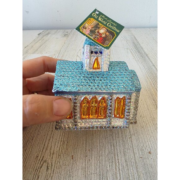 OWC old world romantic church chapel glass glitter ornament Xmas tree - Picture 4 of 8